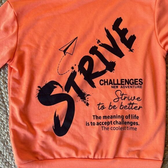 Shein Youth STRIVE Graphic Hoodie Sweatshirt Orange Size 12 - Picture 4 of 5